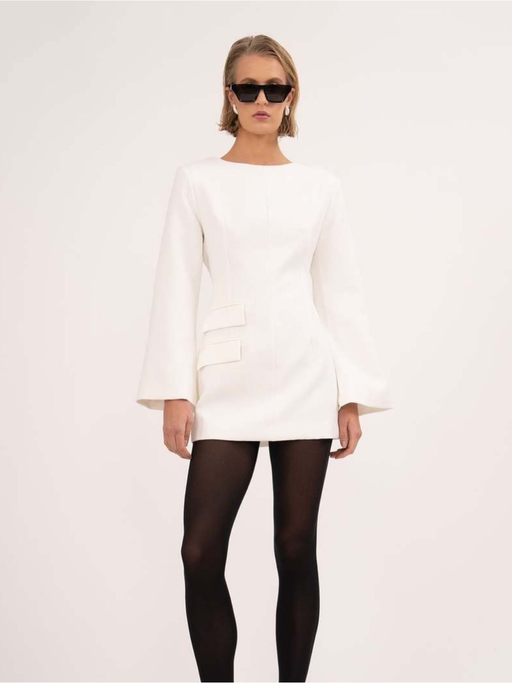 Nonchalant  Esther White Mini Dress with Flared Sleeves -NWT